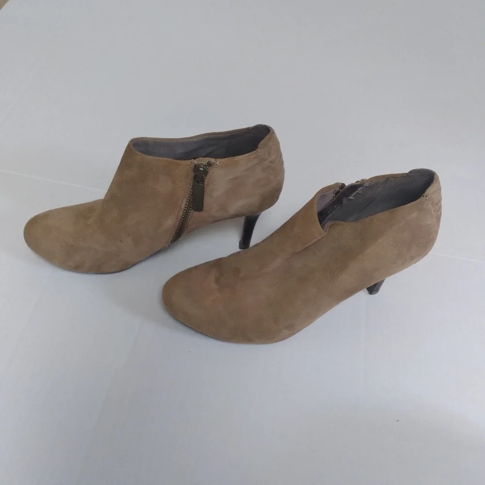 DKNYC Side Zip Taupe Stiletto Heeled Ankle Boots